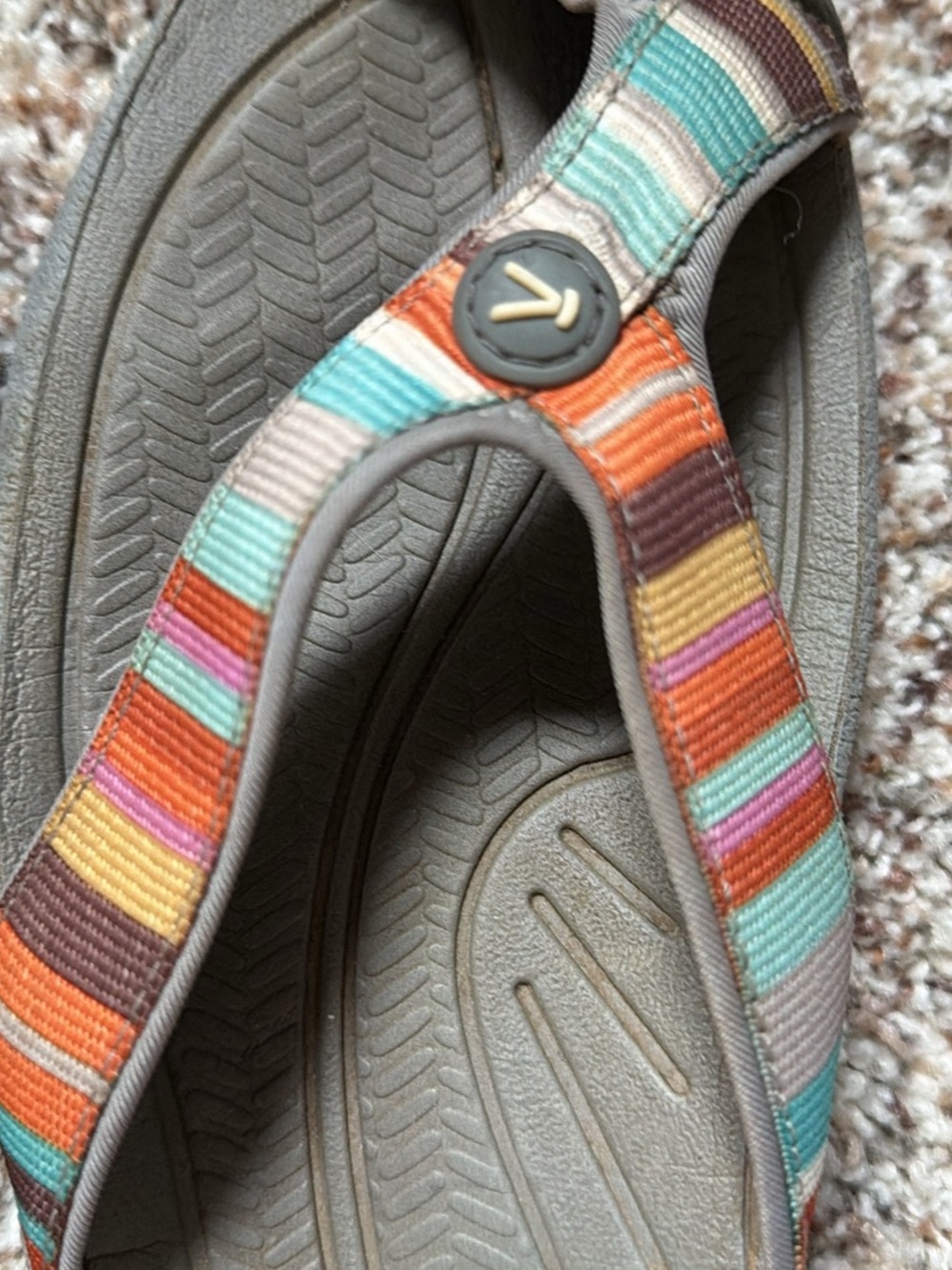 Keen Gray Sandals with Orange, Teal, Pink & Brown Straps - Picture 6 of 7